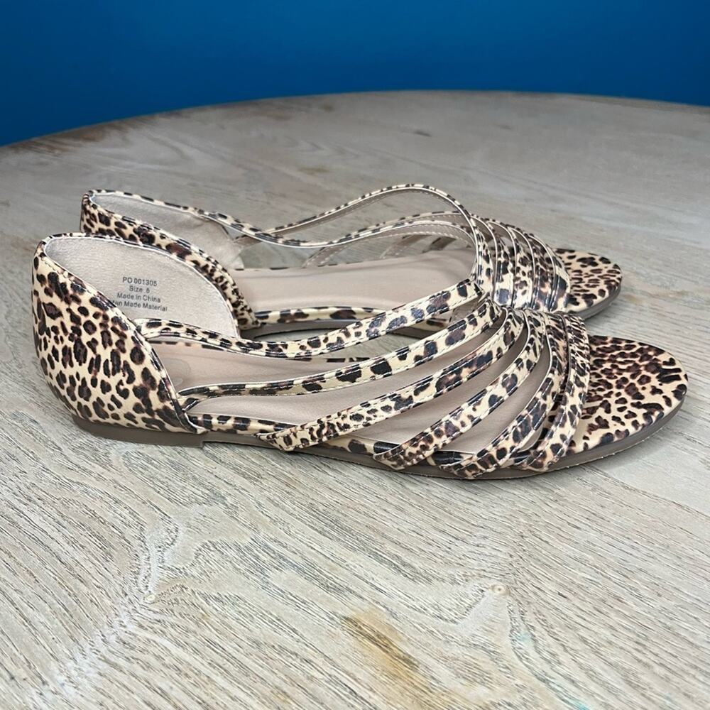 Journee Collection Leopard Print Dorsay Divina Flat Sandals Size 8 - Picture 2 of 7